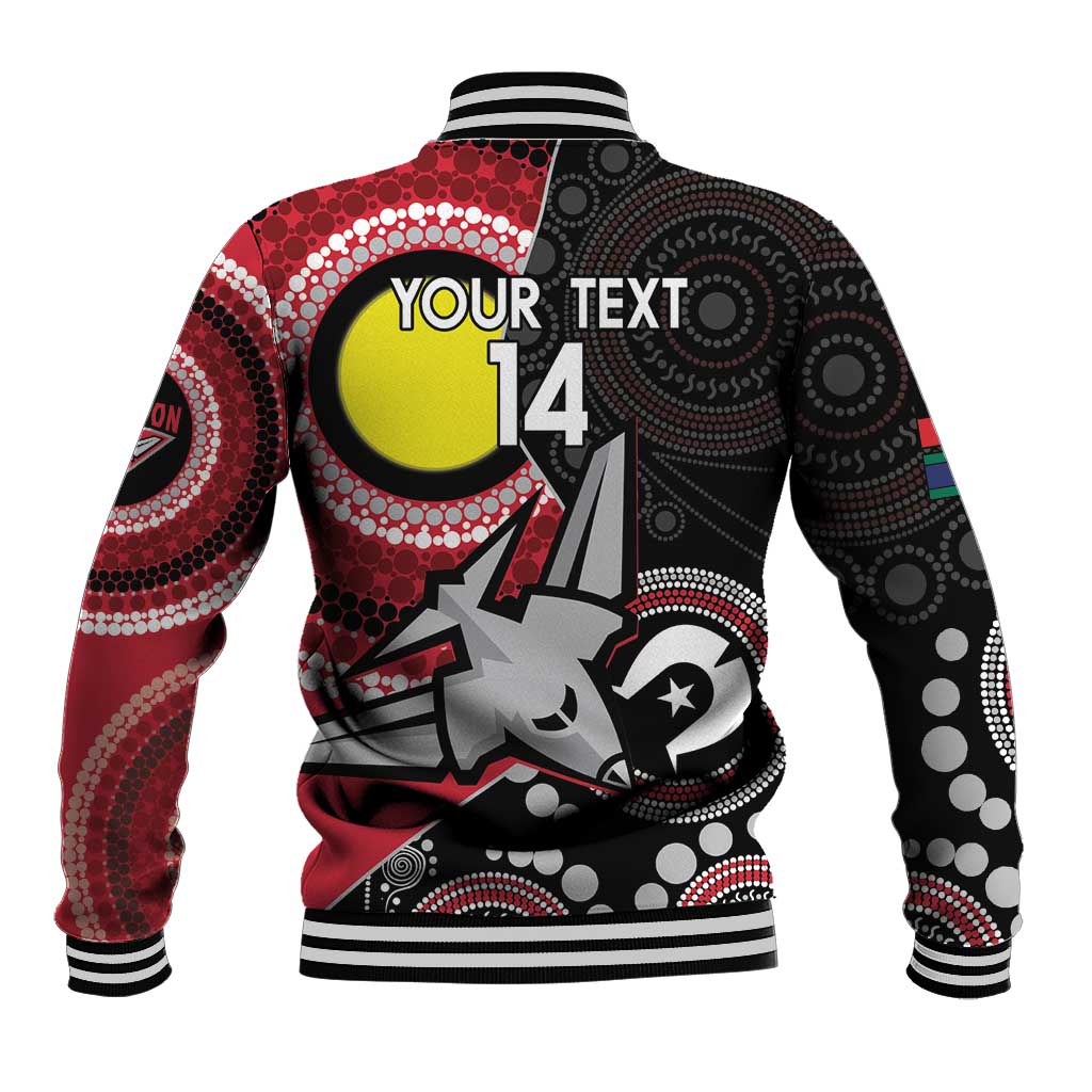 Custom AFL Essendon NAIDOC Week Baseball Jacket Keep The Fire Burning Indigenous Art