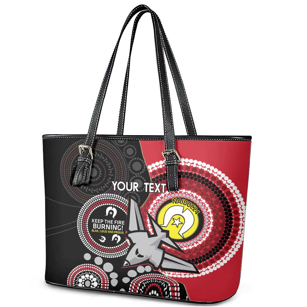 Custom AFL Essendon NAIDOC Week Leather Tote Bag Keep The Fire Burning Indigenous Art