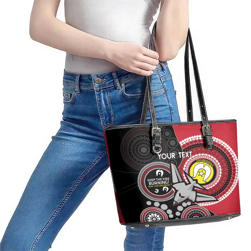 Custom AFL Essendon NAIDOC Week Leather Tote Bag Keep The Fire Burning Indigenous Art