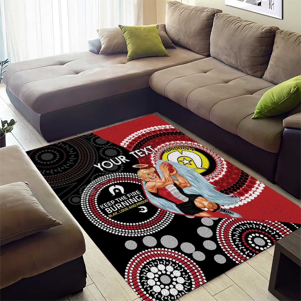 Custom AFL St Kilda NAIDOC Week Area Rug Keep The Fire Burning Indigenous Art