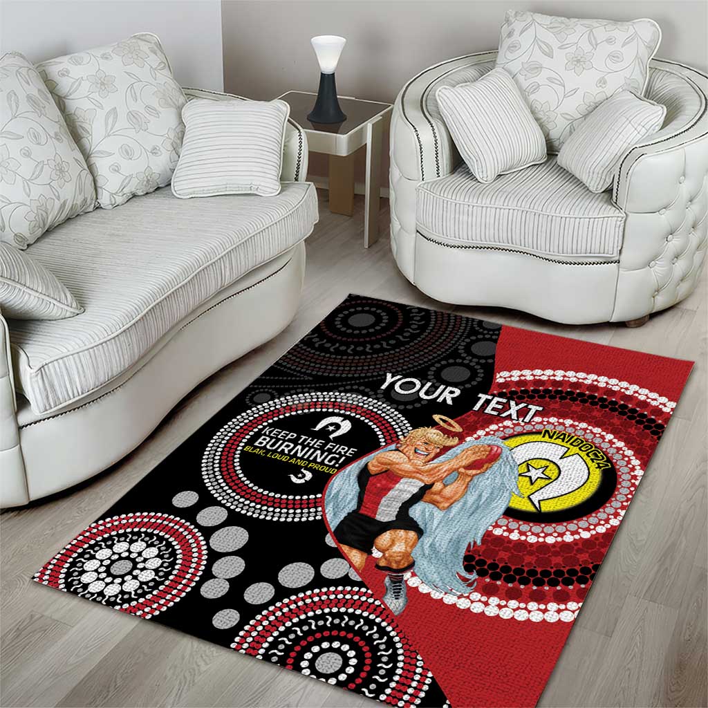 Custom AFL St Kilda NAIDOC Week Area Rug Keep The Fire Burning Indigenous Art