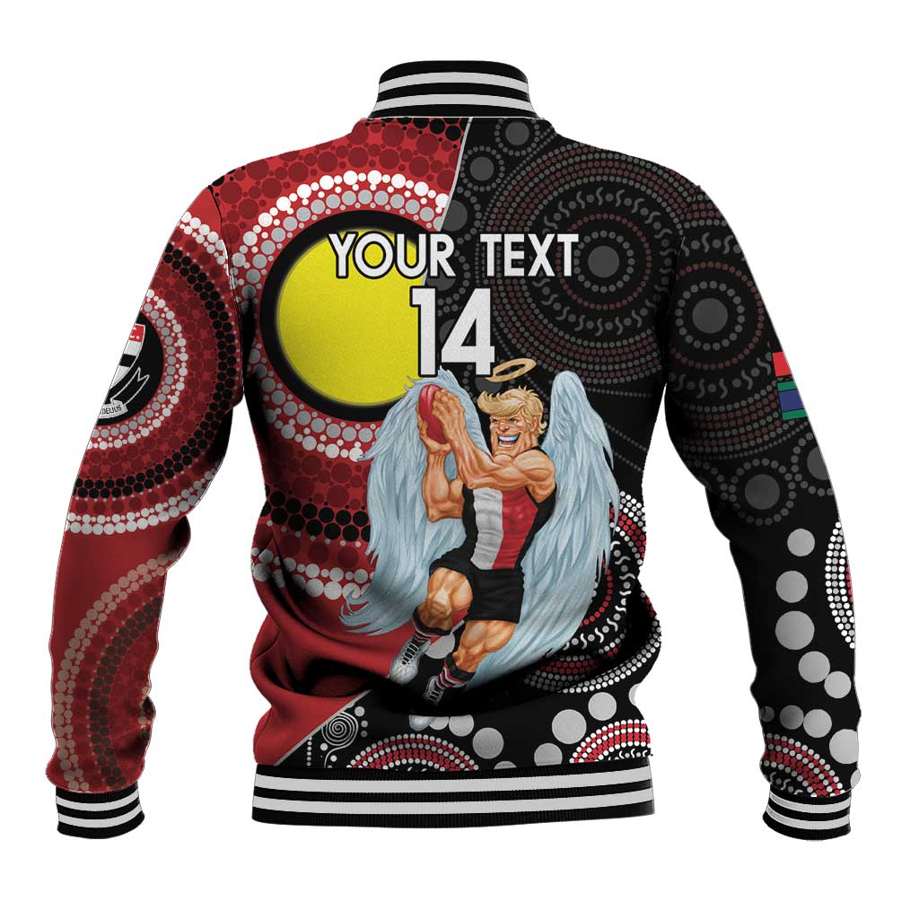 Custom AFL St Kilda NAIDOC Week Baseball Jacket Keep The Fire Burning Indigenous Art