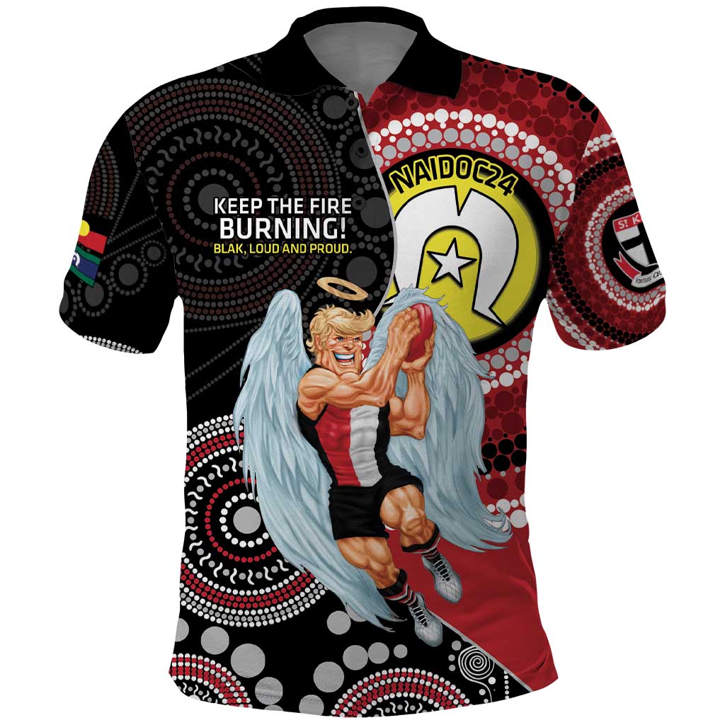 Custom AFL St Kilda NAIDOC Week Polo Shirt Keep The Fire Burning Indigenous Art