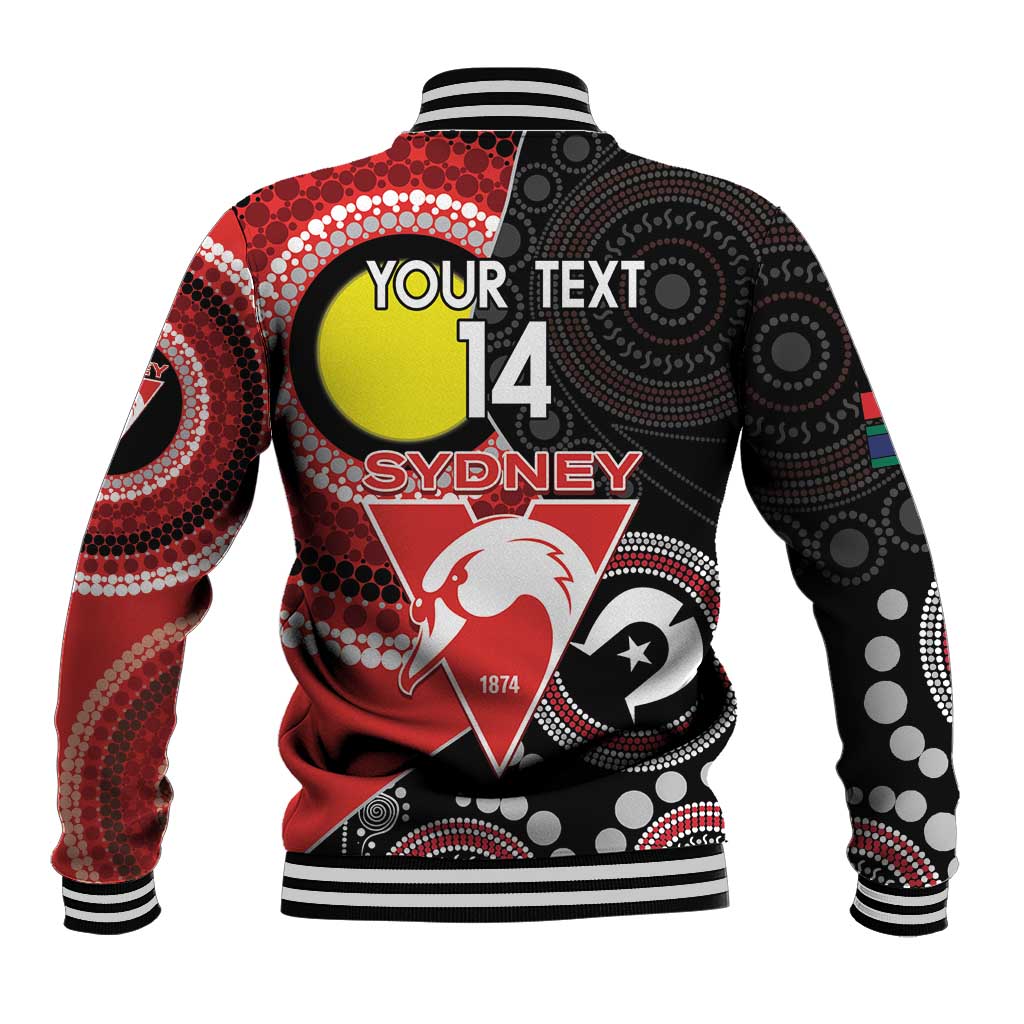 Custom AFL Swans NAIDOC Week Baseball Jacket Keep The Fire Burning Indigenous Art