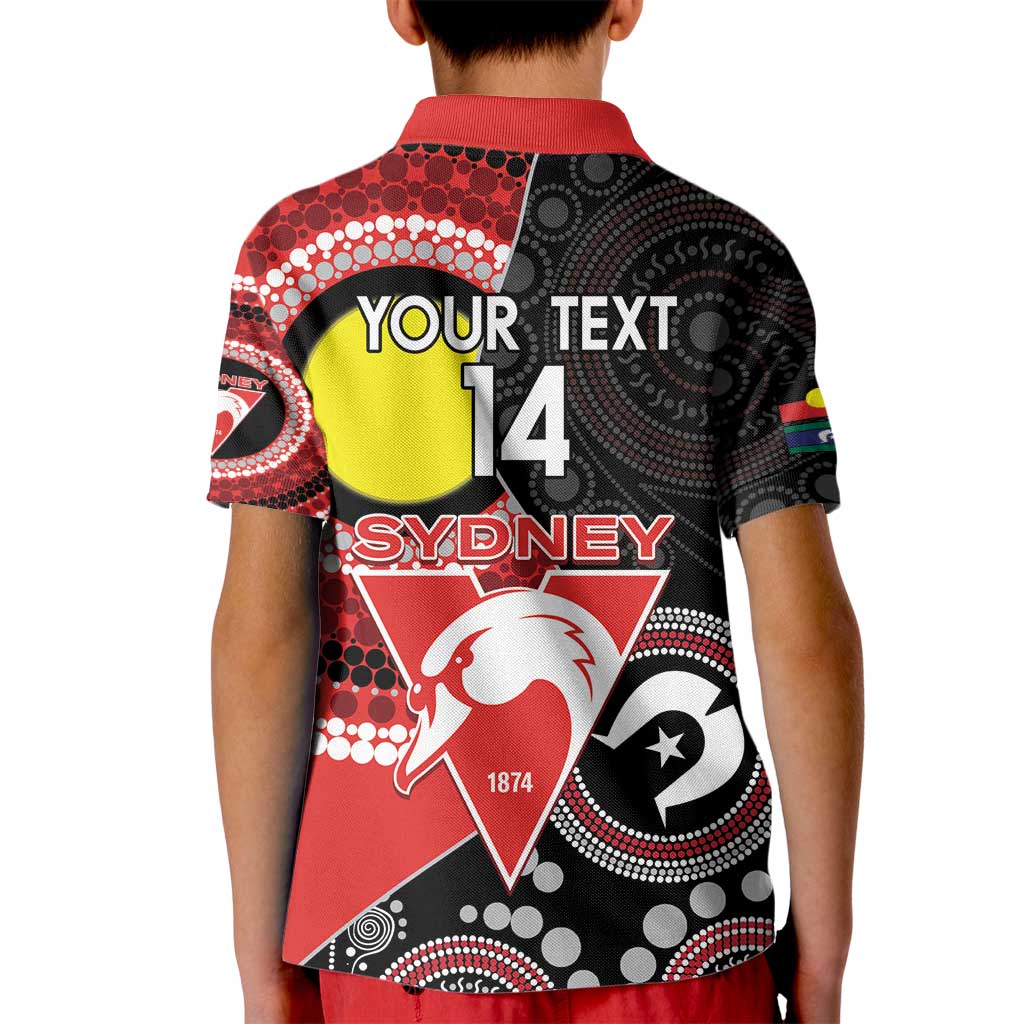 Custom AFL Swans NAIDOC Week Kid Polo Shirt Keep The Fire Burning Indigenous Art