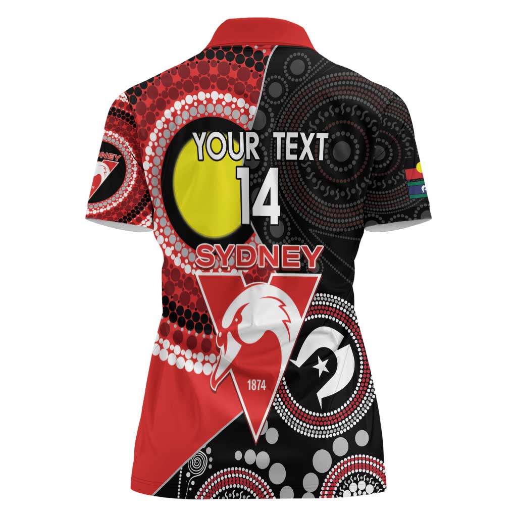 Custom AFL Swans NAIDOC Week Women Polo Shirt Keep The Fire Burning Indigenous Art