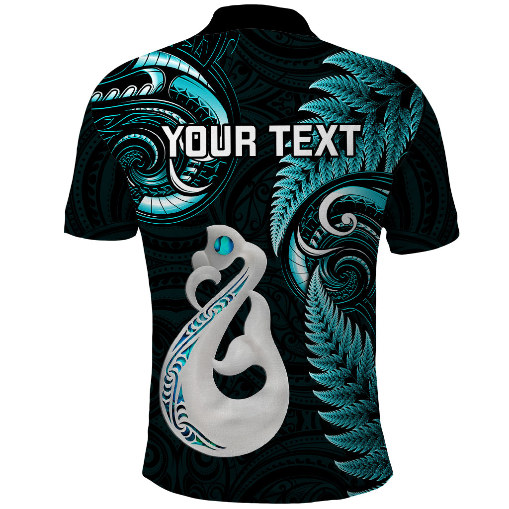 personalised-new-zealand-polo-shirt-aotearoa-silver-fern-with-manaia-maori-unique-turquoise