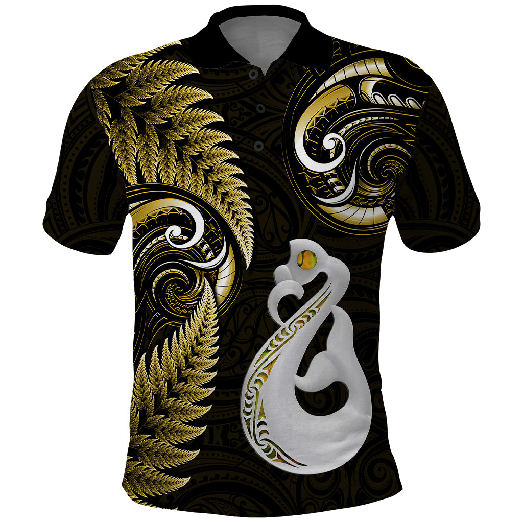 personalised-new-zealand-polo-shirt-aotearoa-silver-fern-with-manaia-maori-unique-gold