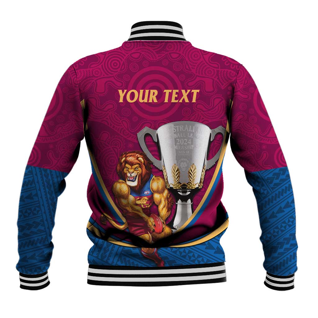 Personalised AFL Brisbane Lions Baseball Jacket 2024 We Are The Champions - Trophy Style