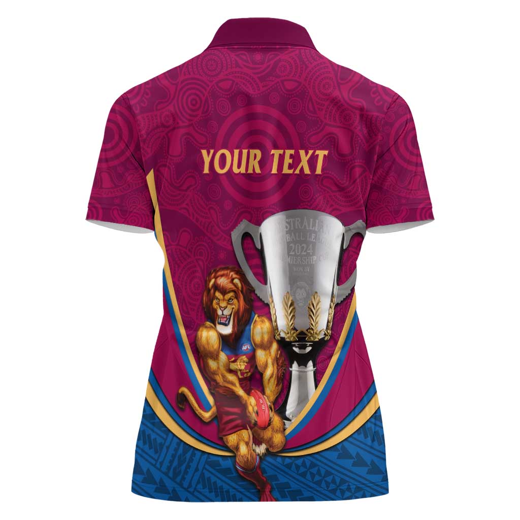 Personalised AFL Brisbane Lions Women Polo Shirt 2024 We Are The Champions - Trophy Style