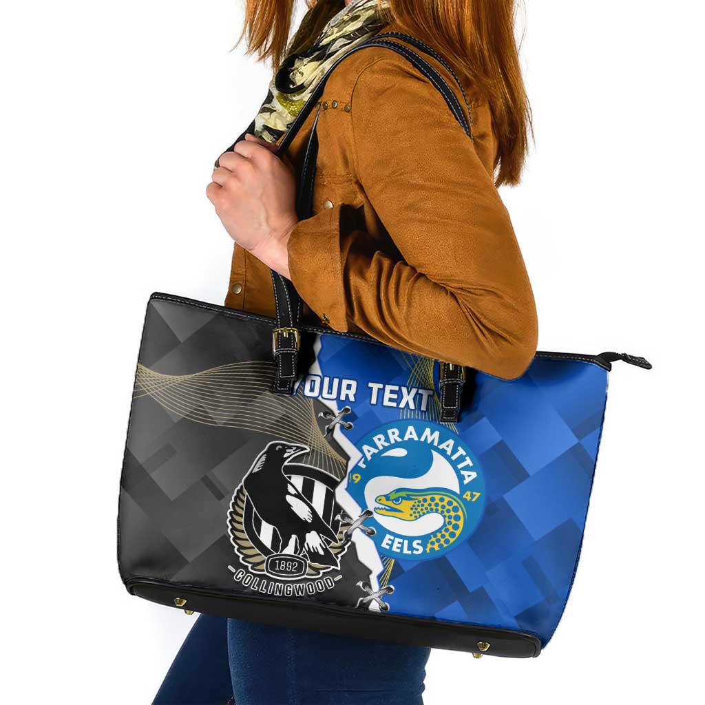 Custom Magpies Football And Eels Rugby Leather Tote Bag Dynamic Style