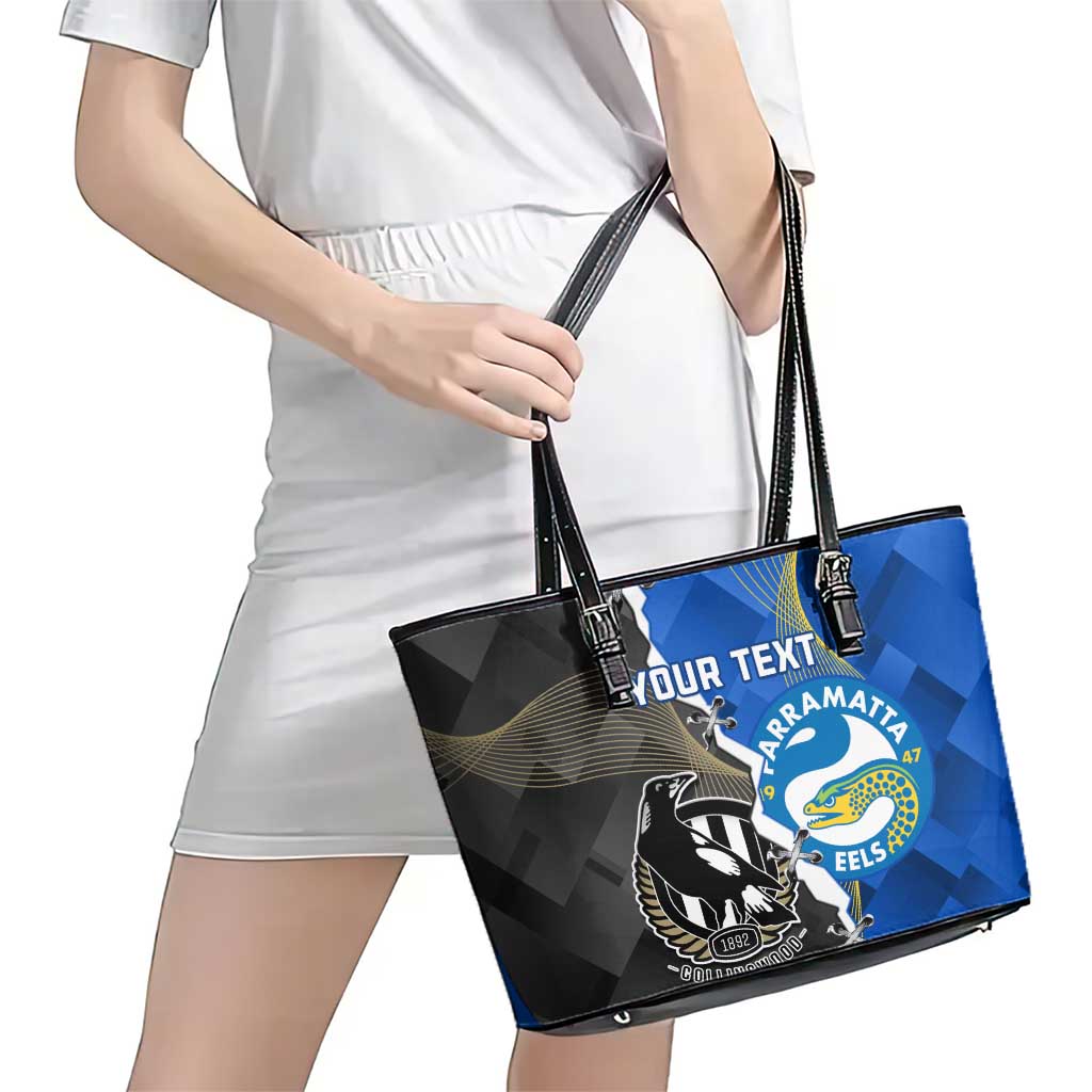 Custom Magpies Football And Eels Rugby Leather Tote Bag Dynamic Style