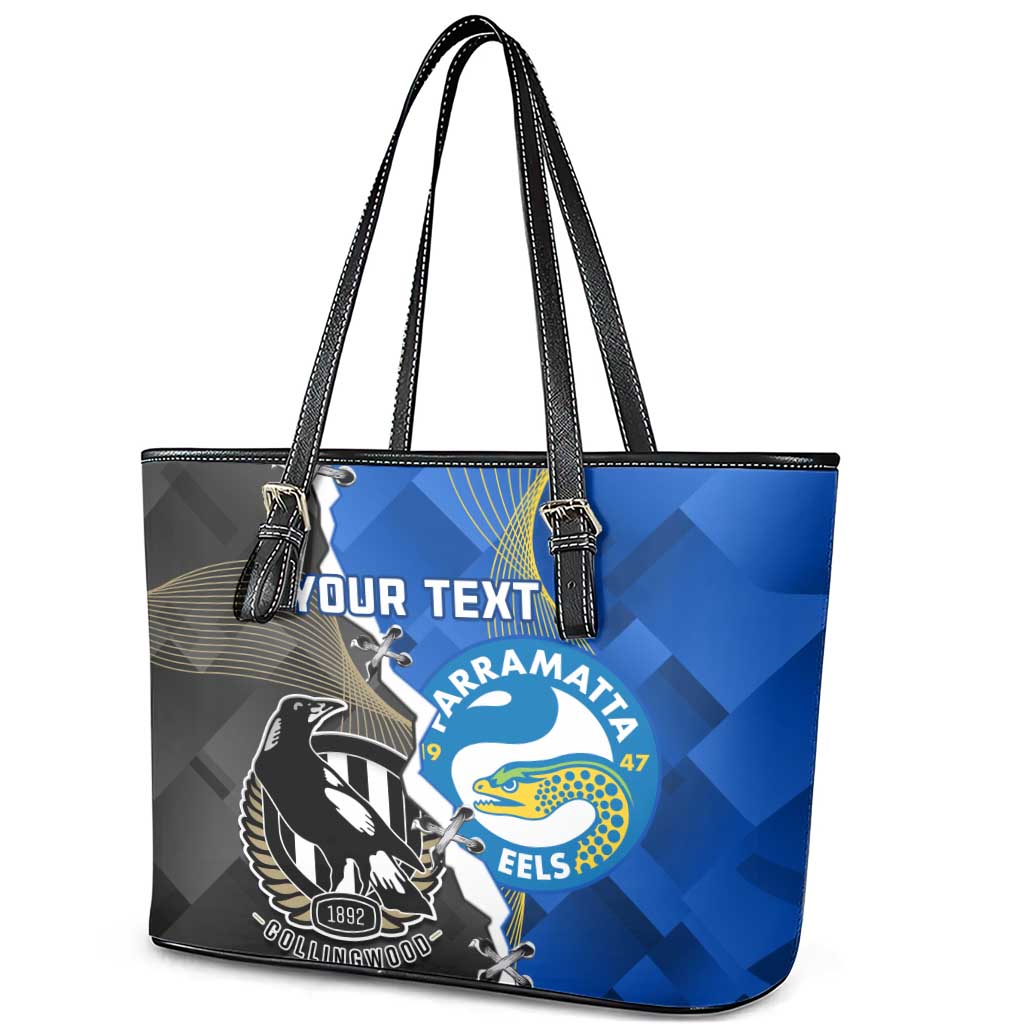 Custom Magpies Football And Eels Rugby Leather Tote Bag Dynamic Style