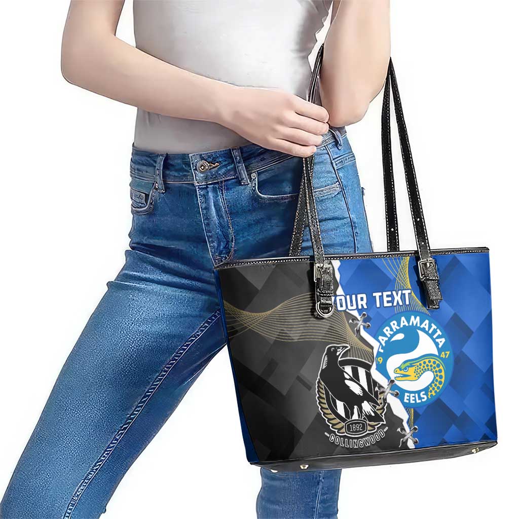 Custom Magpies Football And Eels Rugby Leather Tote Bag Dynamic Style