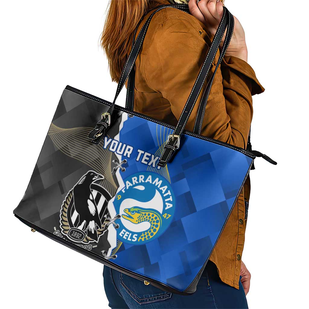 Custom Magpies Football And Eels Rugby Leather Tote Bag Dynamic Style