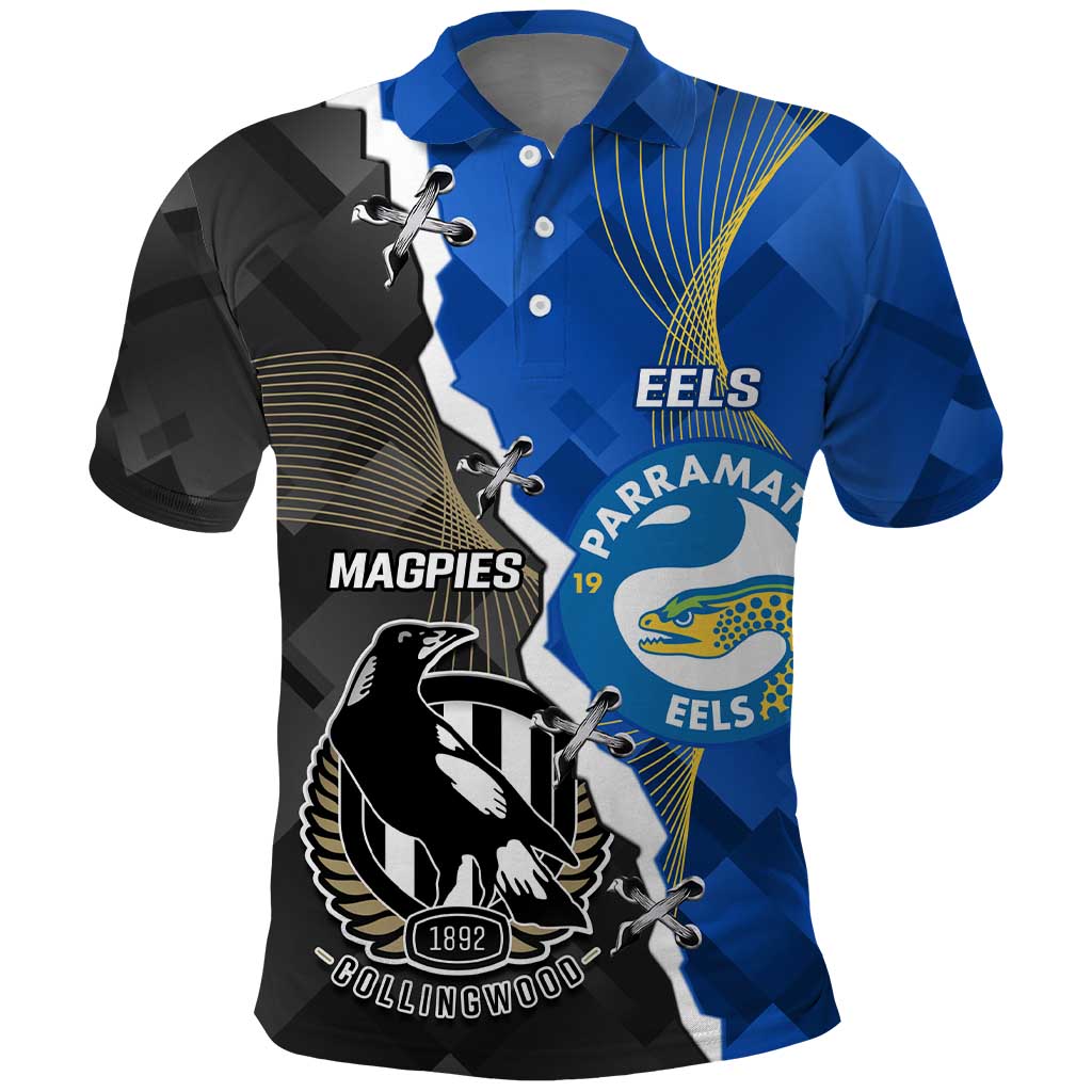 Custom Magpies Football And Eels Rugby Polo Shirt Dynamic Style