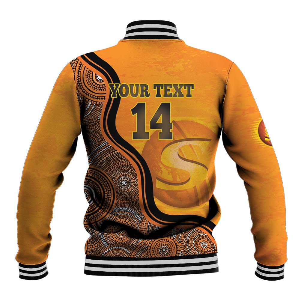 Custom Perth Scorchers Baseball Jacket Indigenous Art - Grunge Style