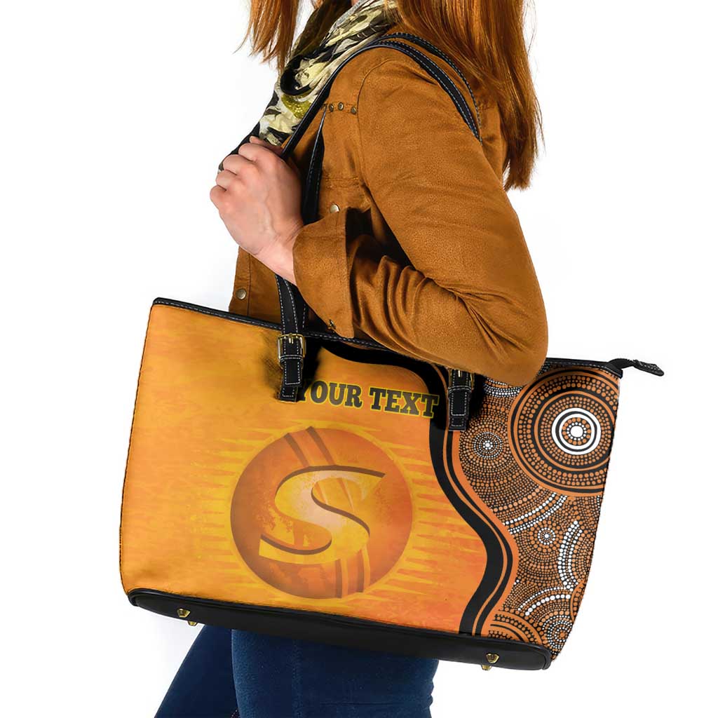 Custom Perth Scorchers Leather Tote Bag Indigenous Art - Grunge Style