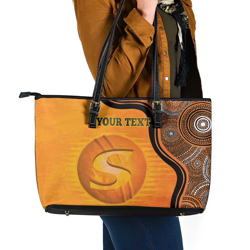 Custom Perth Scorchers Leather Tote Bag Indigenous Art - Grunge Style