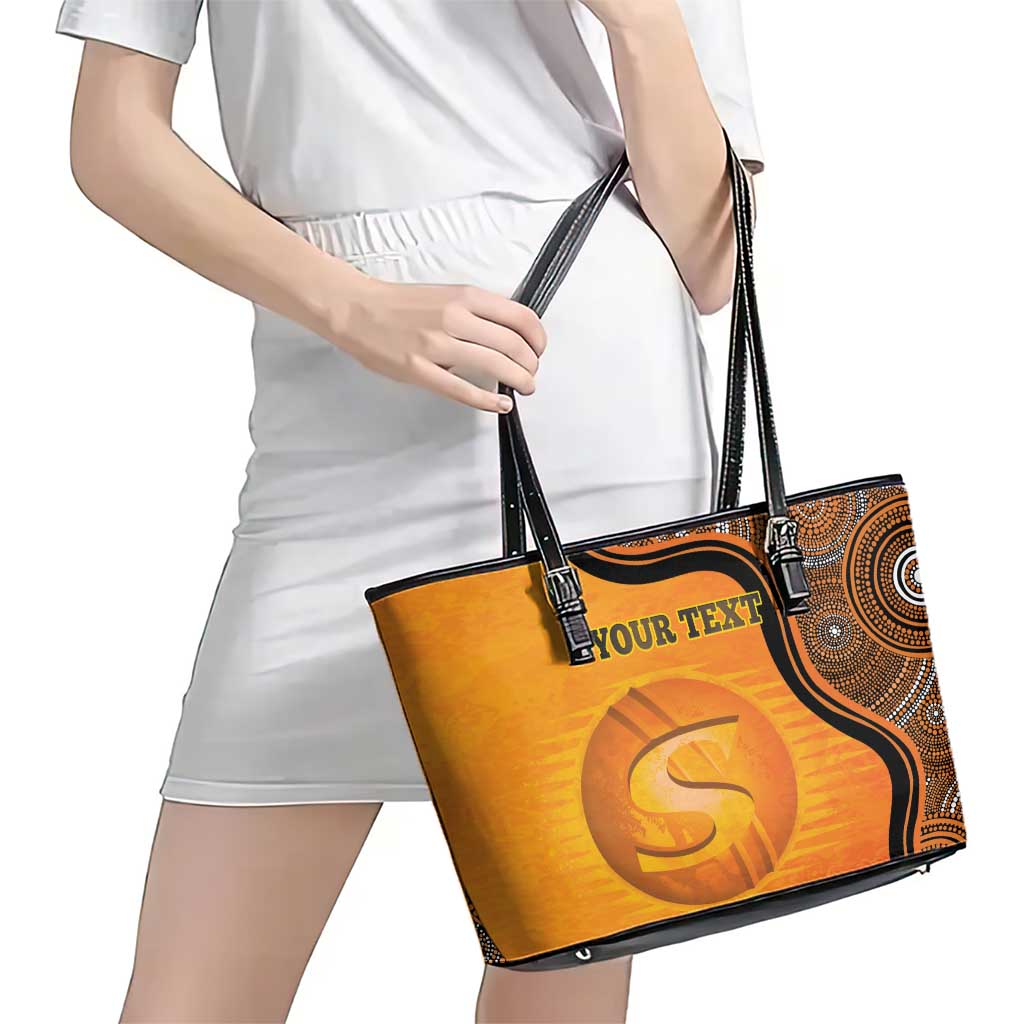 Custom Perth Scorchers Leather Tote Bag Indigenous Art - Grunge Style