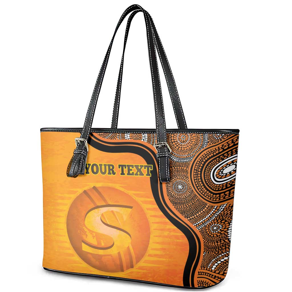 Custom Perth Scorchers Leather Tote Bag Indigenous Art - Grunge Style