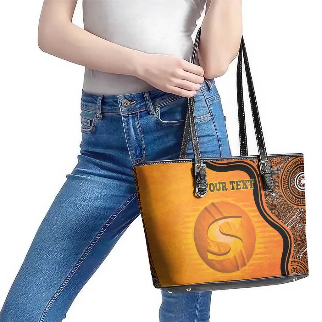 Custom Perth Scorchers Leather Tote Bag Indigenous Art - Grunge Style