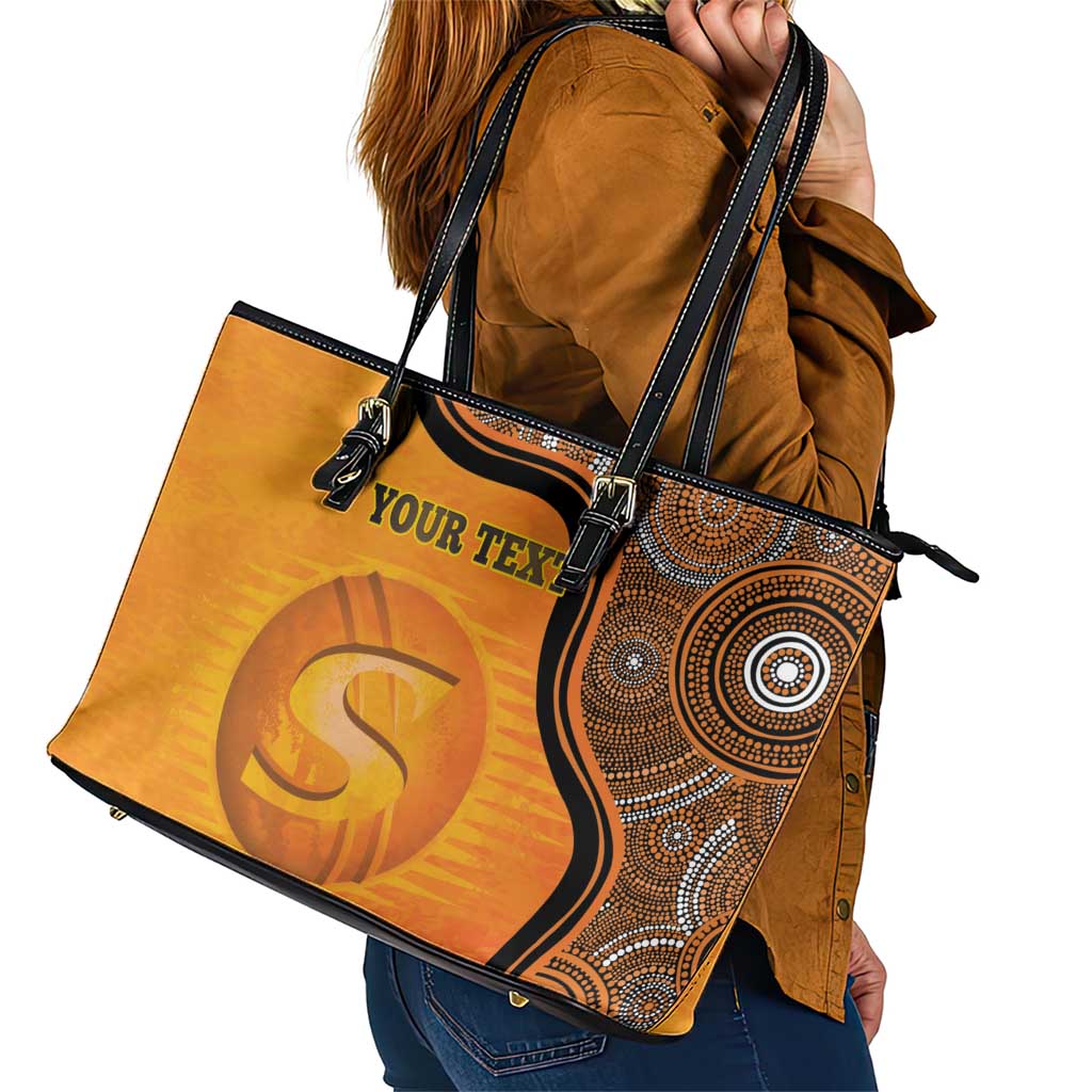 Custom Perth Scorchers Leather Tote Bag Indigenous Art - Grunge Style