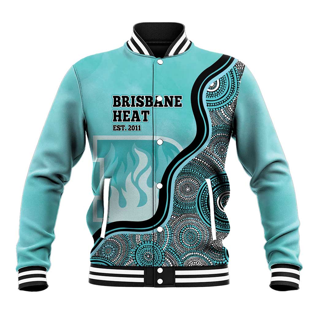 Custom Brisbane Heat Baseball Jacket Indigenous Art - Grunge Style