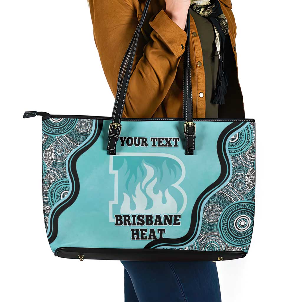 Custom Brisbane Heat Leather Tote Bag Indigenous Art - Grunge Style