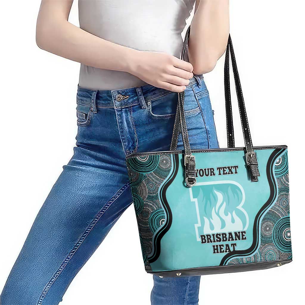 Custom Brisbane Heat Leather Tote Bag Indigenous Art - Grunge Style