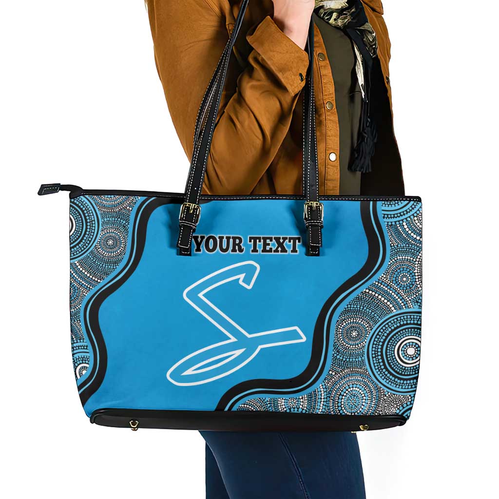 Custom Adelaide Strikers Leather Tote Bag Indigenous Art - Grunge Style