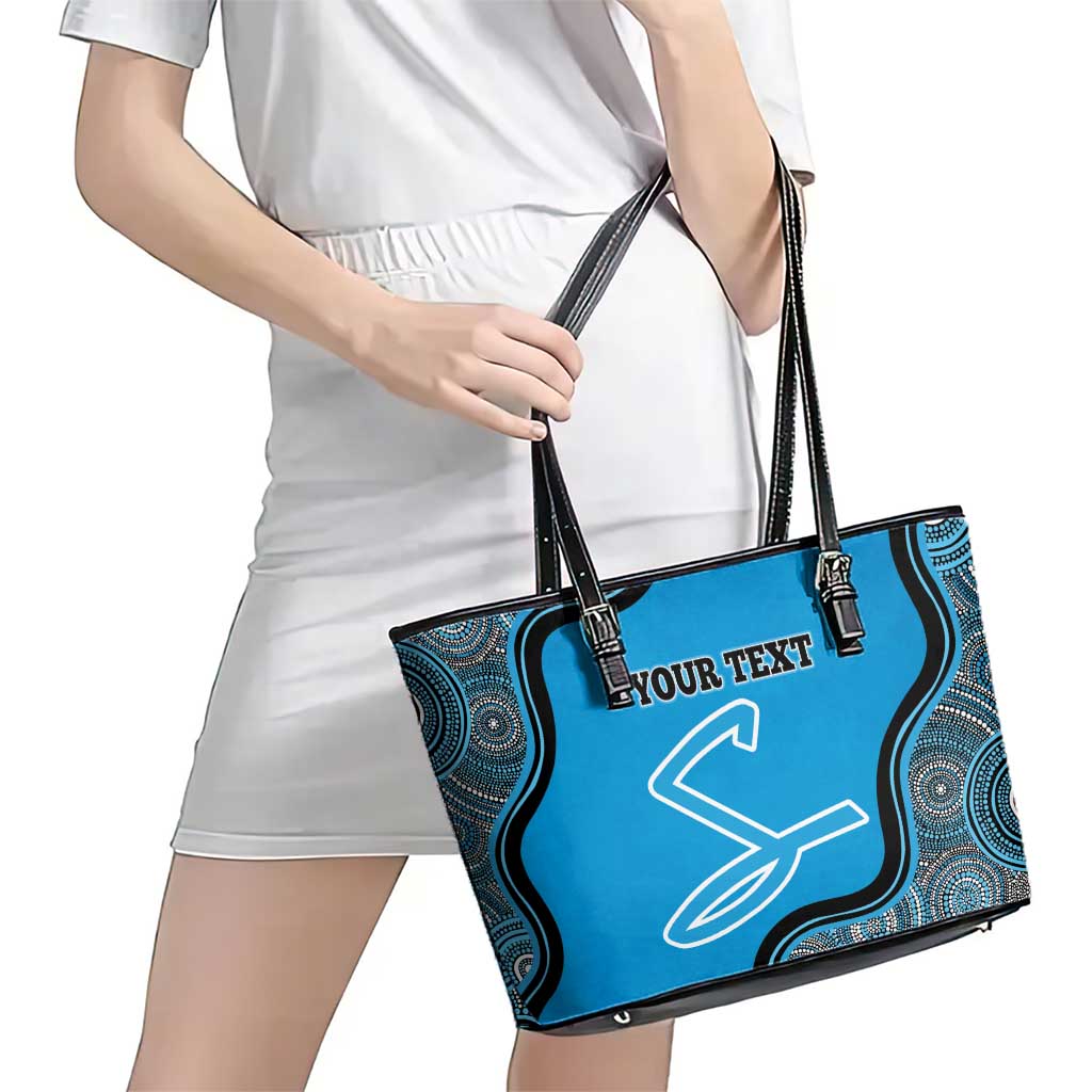 Custom Adelaide Strikers Leather Tote Bag Indigenous Art - Grunge Style