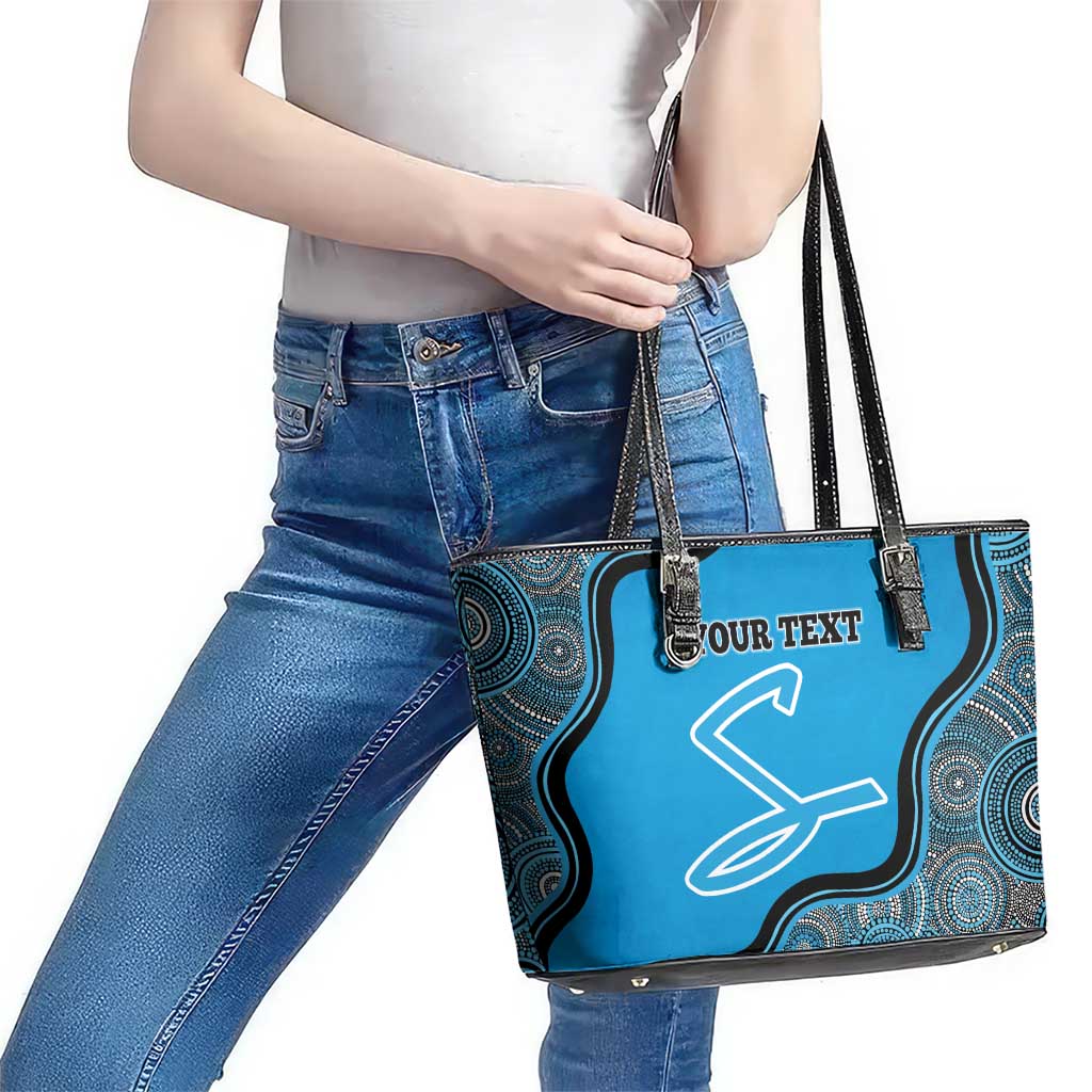 Custom Adelaide Strikers Leather Tote Bag Indigenous Art - Grunge Style