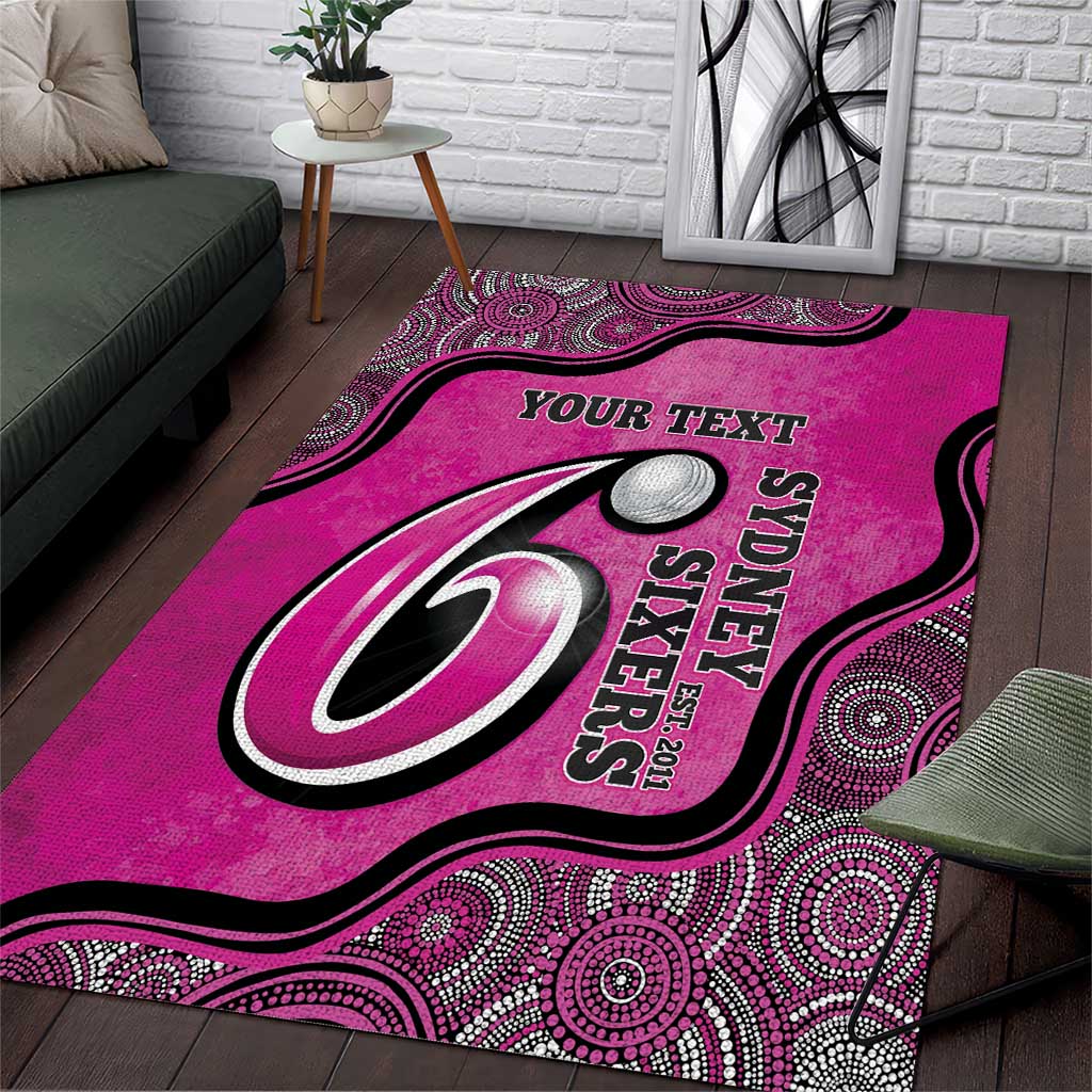 Custom Sydney Sixers Area Rug Indigenous Art - Grunge Style