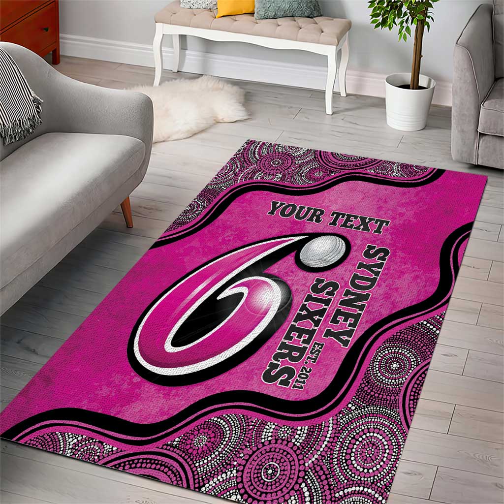 Custom Sydney Sixers Area Rug Indigenous Art - Grunge Style