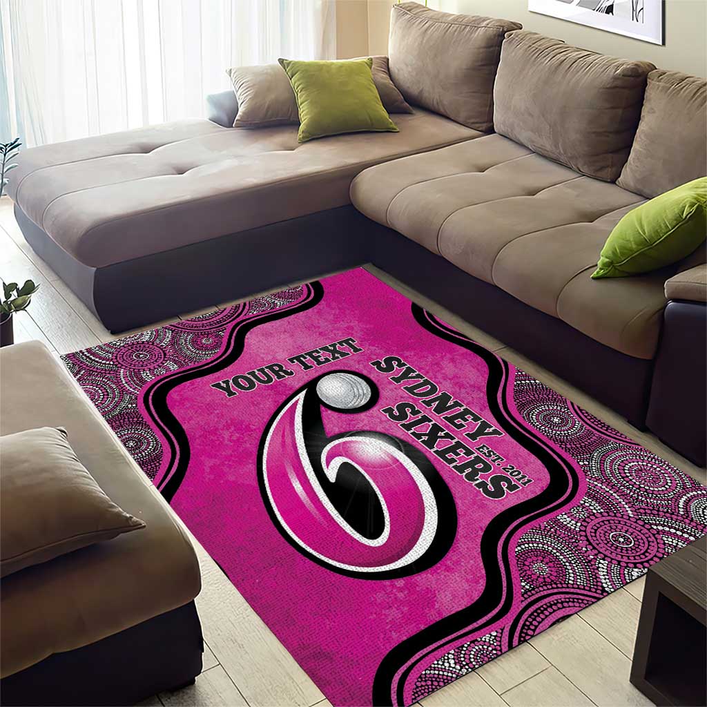 Custom Sydney Sixers Area Rug Indigenous Art - Grunge Style