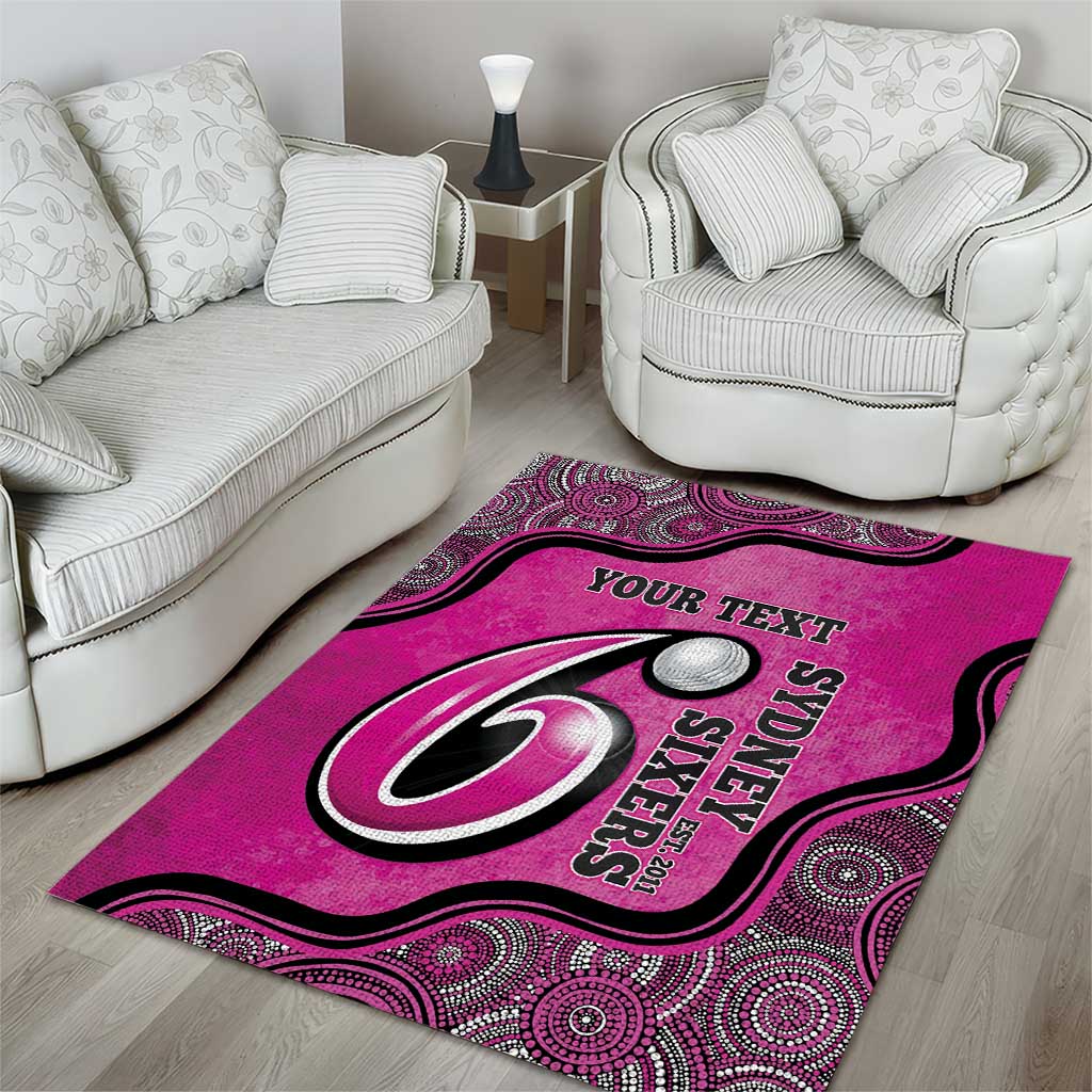 Custom Sydney Sixers Area Rug Indigenous Art - Grunge Style