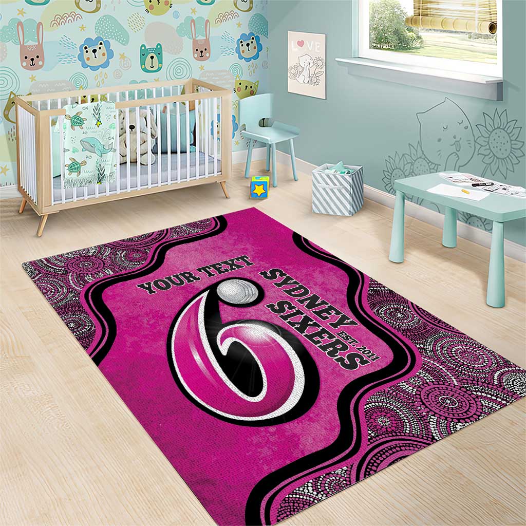 Custom Sydney Sixers Area Rug Indigenous Art - Grunge Style