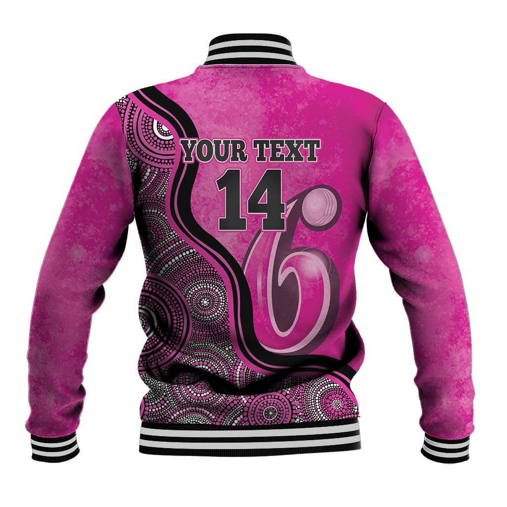 Custom Sydney Sixers Baseball Jacket Indigenous Art - Grunge Style