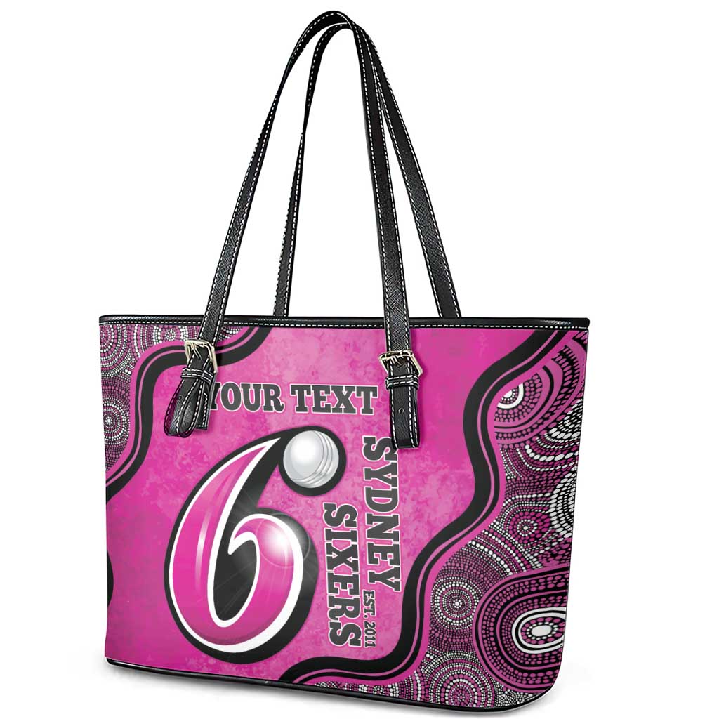 Custom Sydney Sixers Leather Tote Bag Indigenous Art - Grunge Style