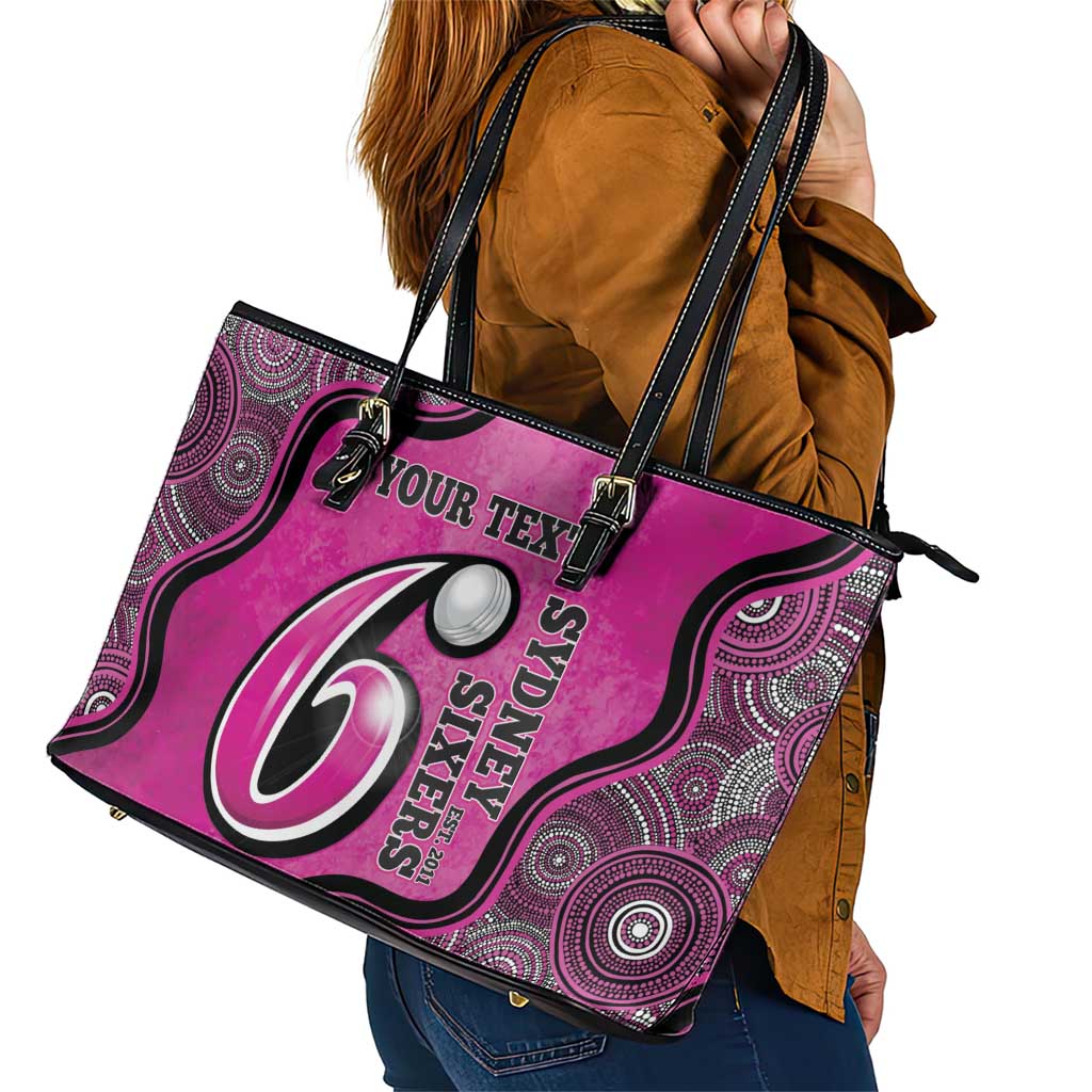 Custom Sydney Sixers Leather Tote Bag Indigenous Art - Grunge Style