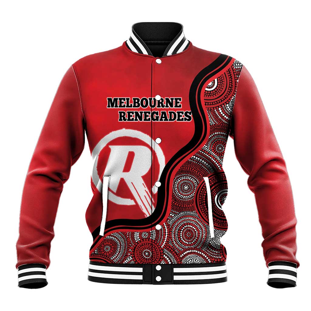 Custom Melbourne Renegades Baseball Jacket Indigenous Art - Grunge Style