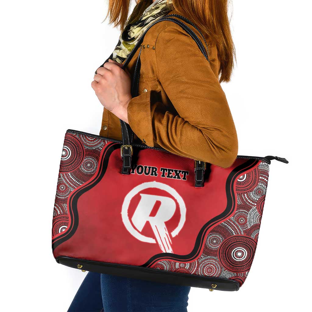 Custom Melbourne Renegades Leather Tote Bag Indigenous Art - Grunge Style