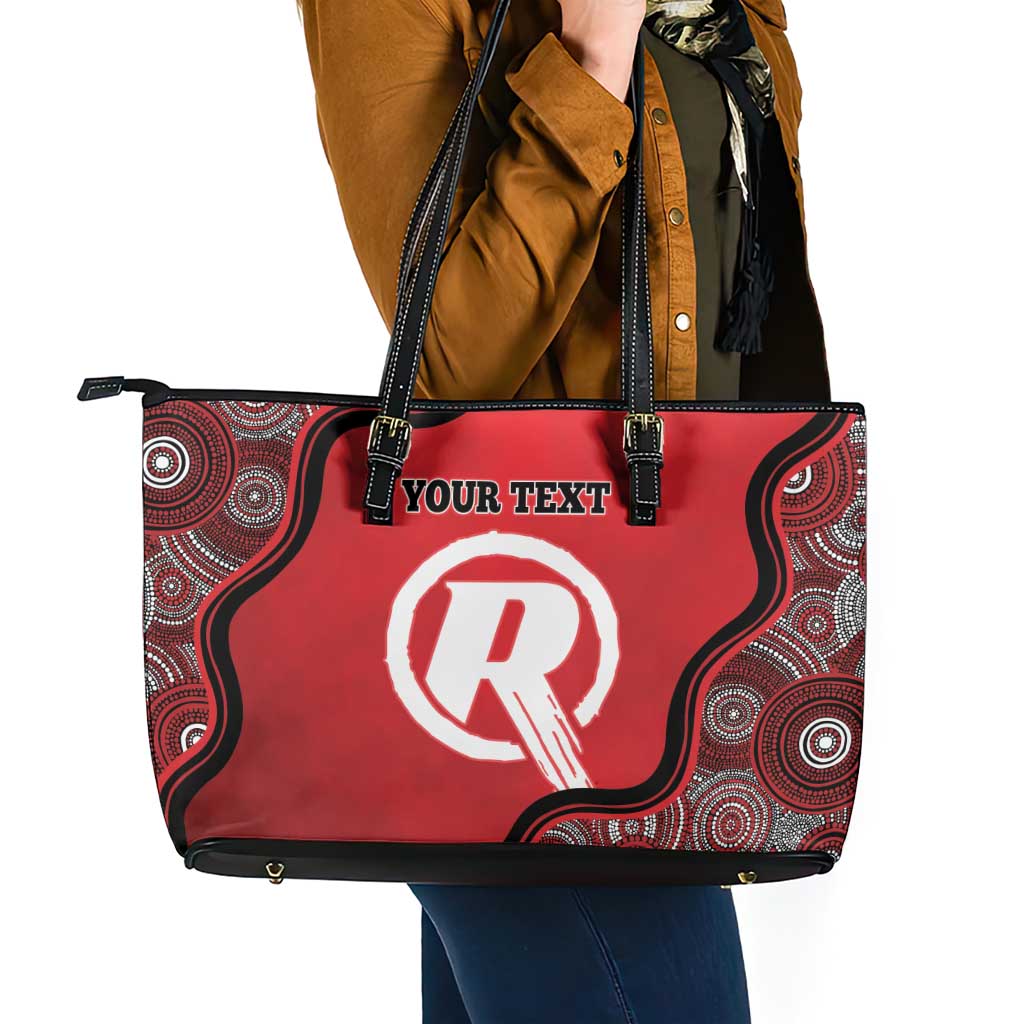 Custom Melbourne Renegades Leather Tote Bag Indigenous Art - Grunge Style