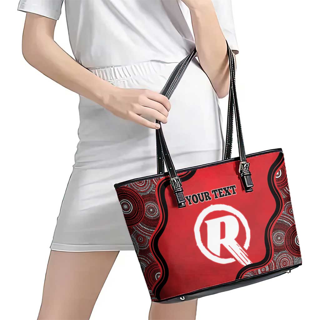 Custom Melbourne Renegades Leather Tote Bag Indigenous Art - Grunge Style