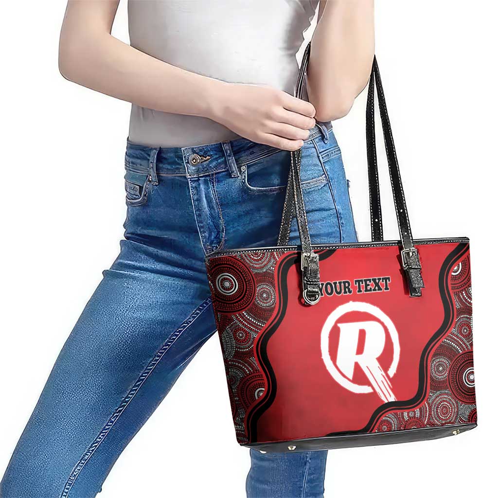 Custom Melbourne Renegades Leather Tote Bag Indigenous Art - Grunge Style