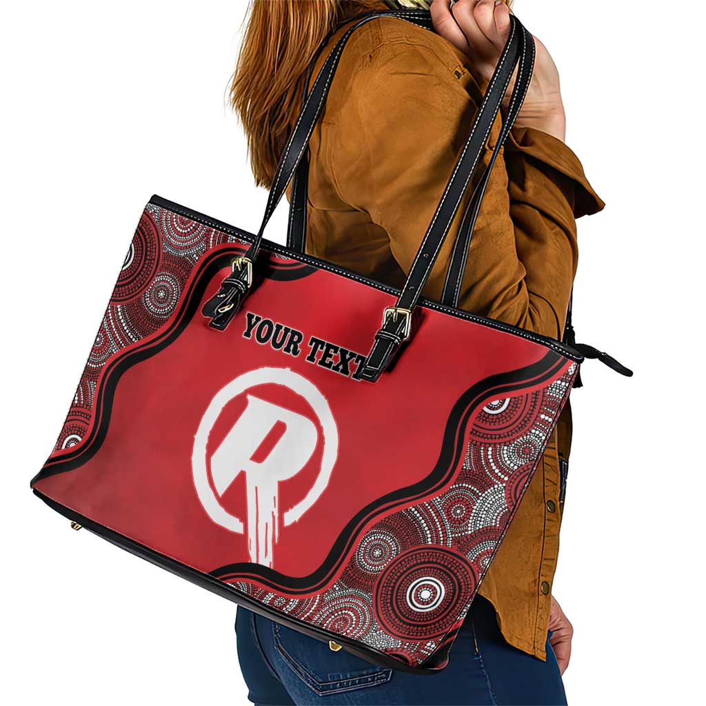 Custom Melbourne Renegades Leather Tote Bag Indigenous Art - Grunge Style