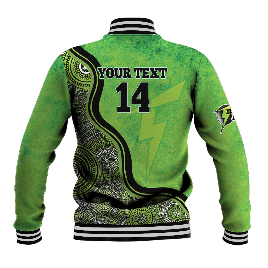 Custom Sydney Thunder Baseball Jacket Indigenous Art - Grunge Style