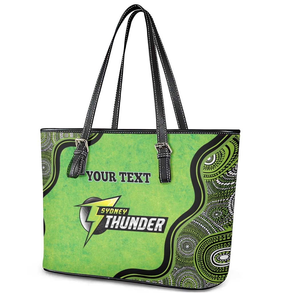 Custom Sydney Thunder Leather Tote Bag Indigenous Art - Grunge Style