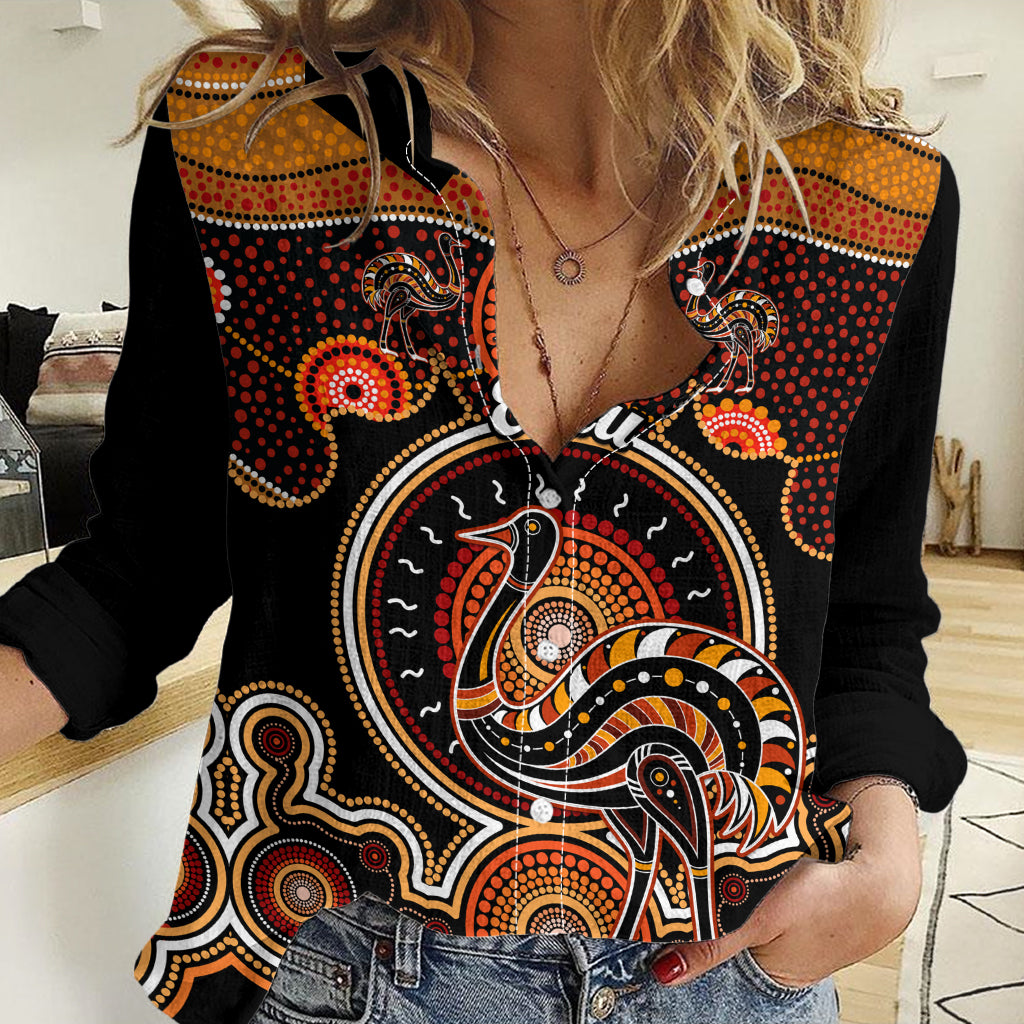 Personalised Australian Astrology Women Casual Shirt Aboriginal Emu Zodiac Sign LT14